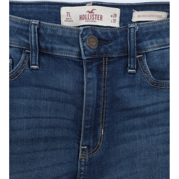 Hollister Womens Jeans High Rise Super Skinny 7L W28 L32 Blue Denim Casual - Picture 5 of 10